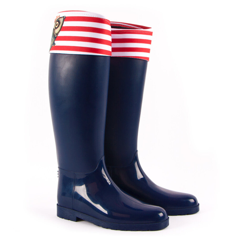 Biggdesign Rain Boots for Women, Fish Line Design, Waterproof, Rain