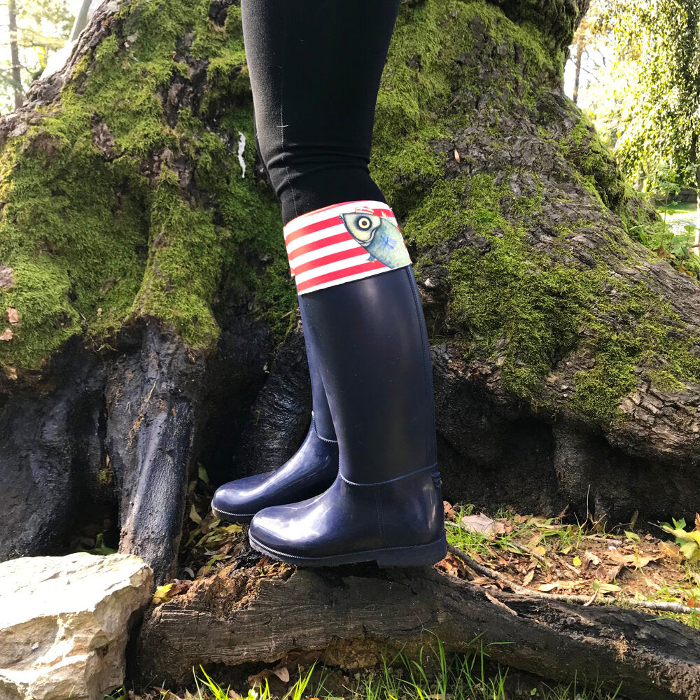 Biggdesign Rain Boots for Women, Fish Line Design, Waterproof, Rain