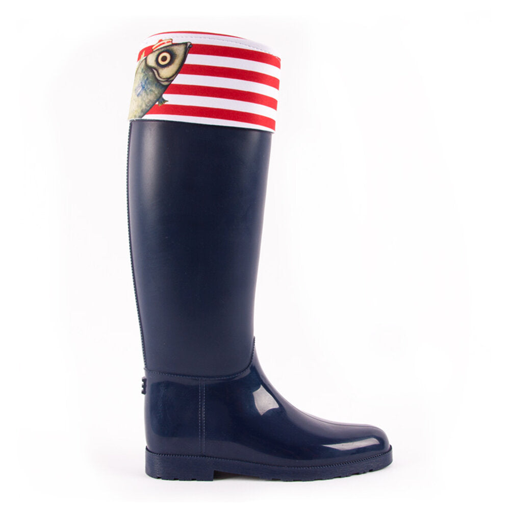 Biggdesign Rain Boots for Women, Fish Line Design, Waterproof, Rain