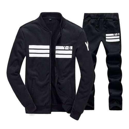 Bolubao New Autumn Men Set Quality Fleece Sweatshirt + Pants Sporting