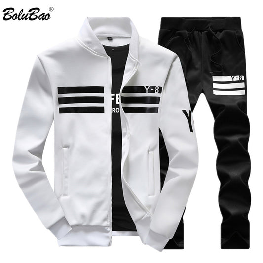 Bolubao New Autumn Men Set Quality Fleece Sweatshirt + Pants Sporting