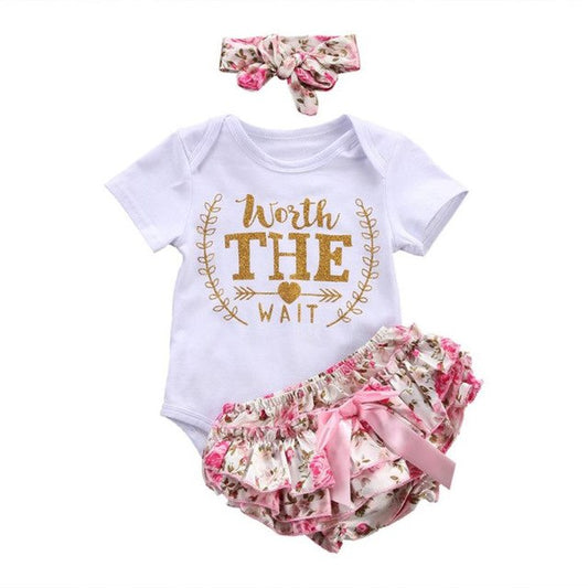 Toddler Girls Summer Clothing Set Letter Floral