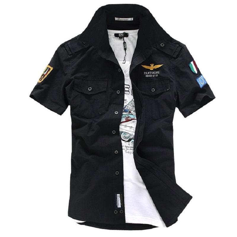 Mens Short Sleeve Military Style Shirt