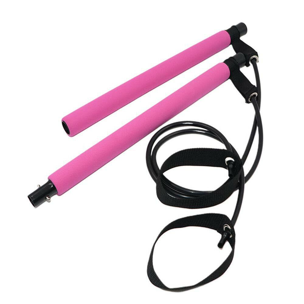 Yoga Pilates Bar Stick Exerciser Pull Rope Gym Workout Pilates Trainer